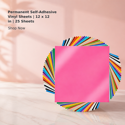 25-Sheet Permanent Adhesive Vinyl Set – 30.48 × 30.48 cm