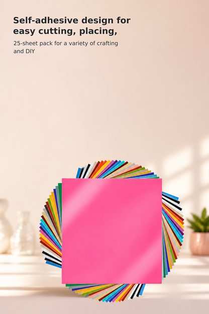 25-Sheet Permanent Adhesive Vinyl Set – 30.48 × 30.48 cm